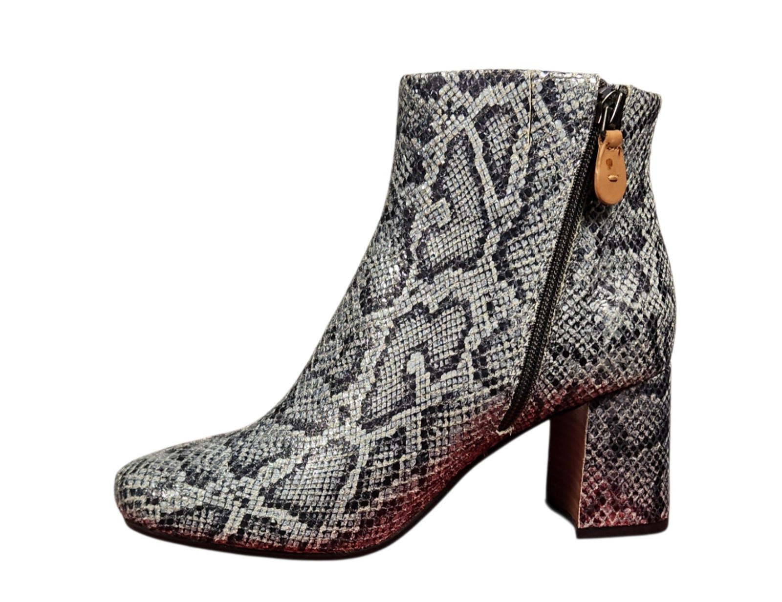 GOLO Wynne Women’s 6M Snake Print Leather Ankle Boots Block Heel New In Box