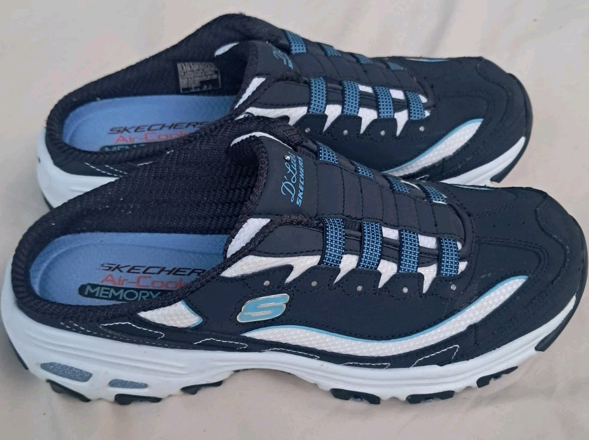 SKECHERS Women’s Size 9.5 D’Lites Resilient Mule Navy Memory Slip On Shoes