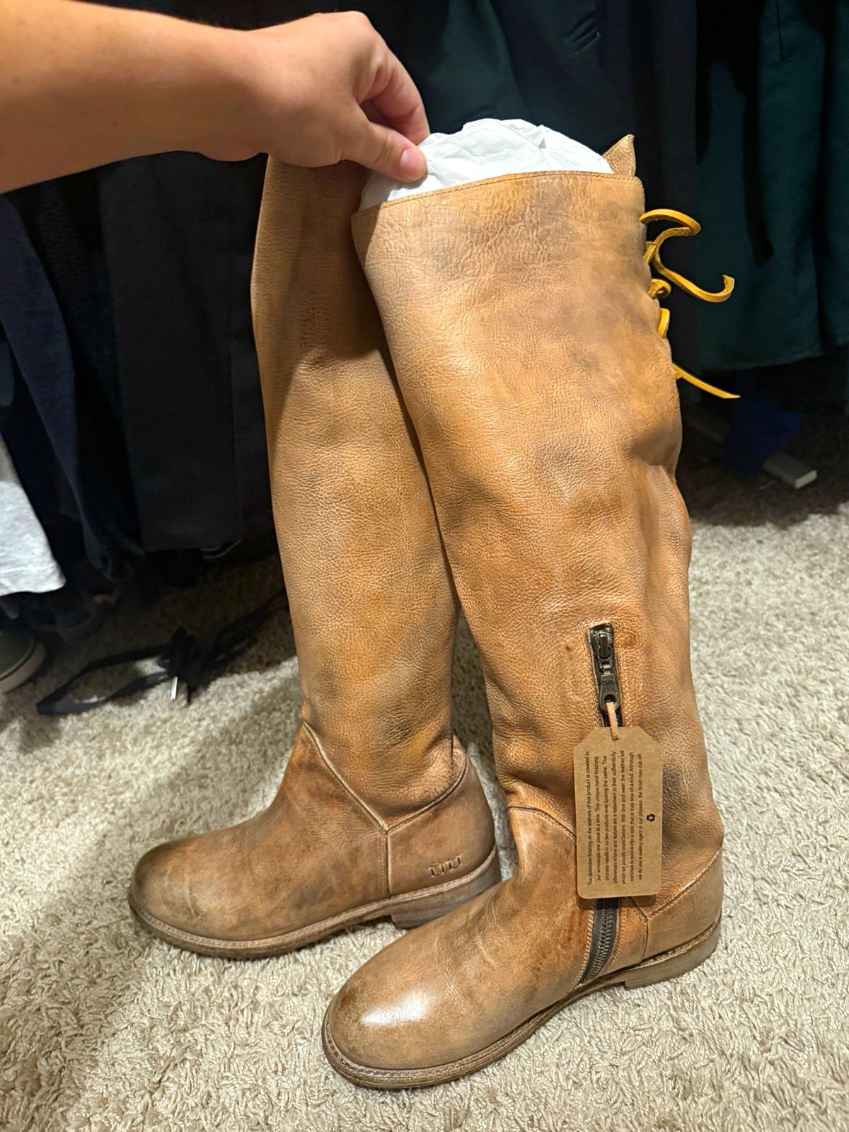 Bed Stu Manchester Women’s Brown Leather Knee High Riding Boots Zip M 7