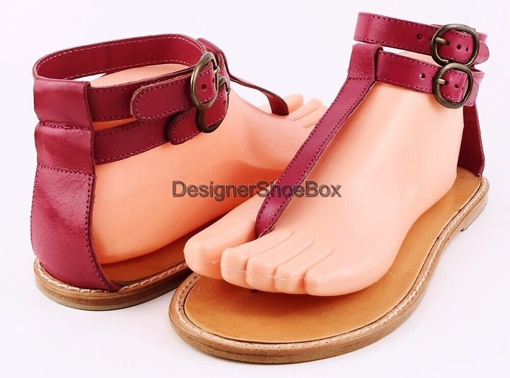 $70 MATISSE WELLS Fuchsia Pink ALL Leather Anthropologie Thong Flat Sandals 9