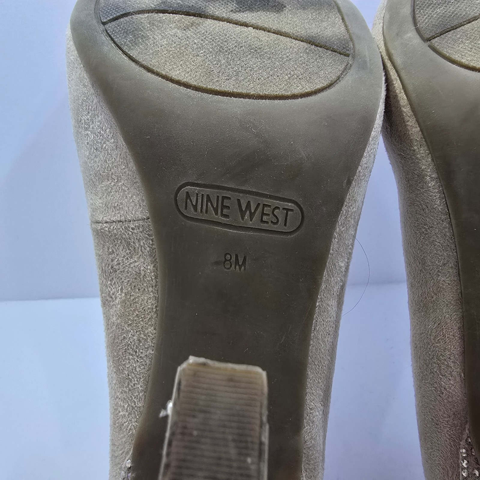 Nine West Natural/Beige Suede Leather Dress Shoes Heels Size 8M