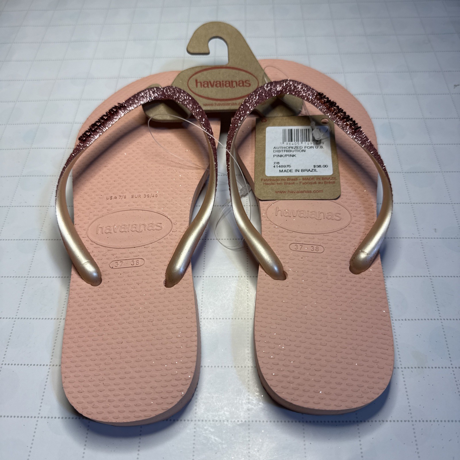Havaianas Women’s Flip Flop Pink 4146975 Size 7/8 (NWB)