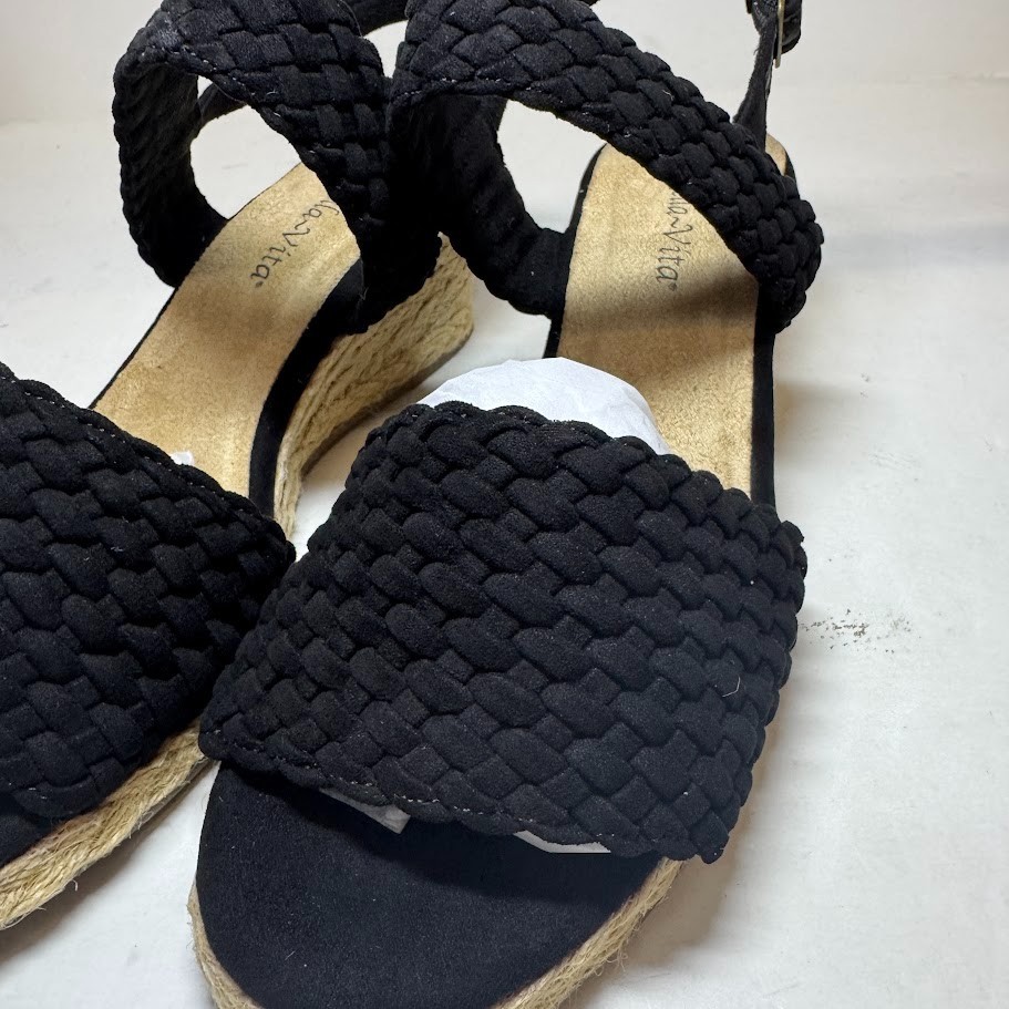 Bella Vita Womens 9 W Black Super Suede Mariella Wedge Heel Sandals NIB SN8