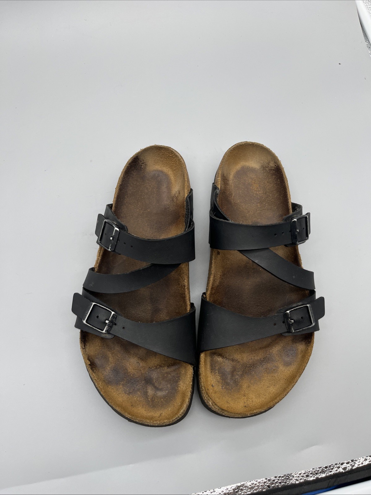 Birkenstock Size 40 Salina Black Leather Three Straps Sandals See Description