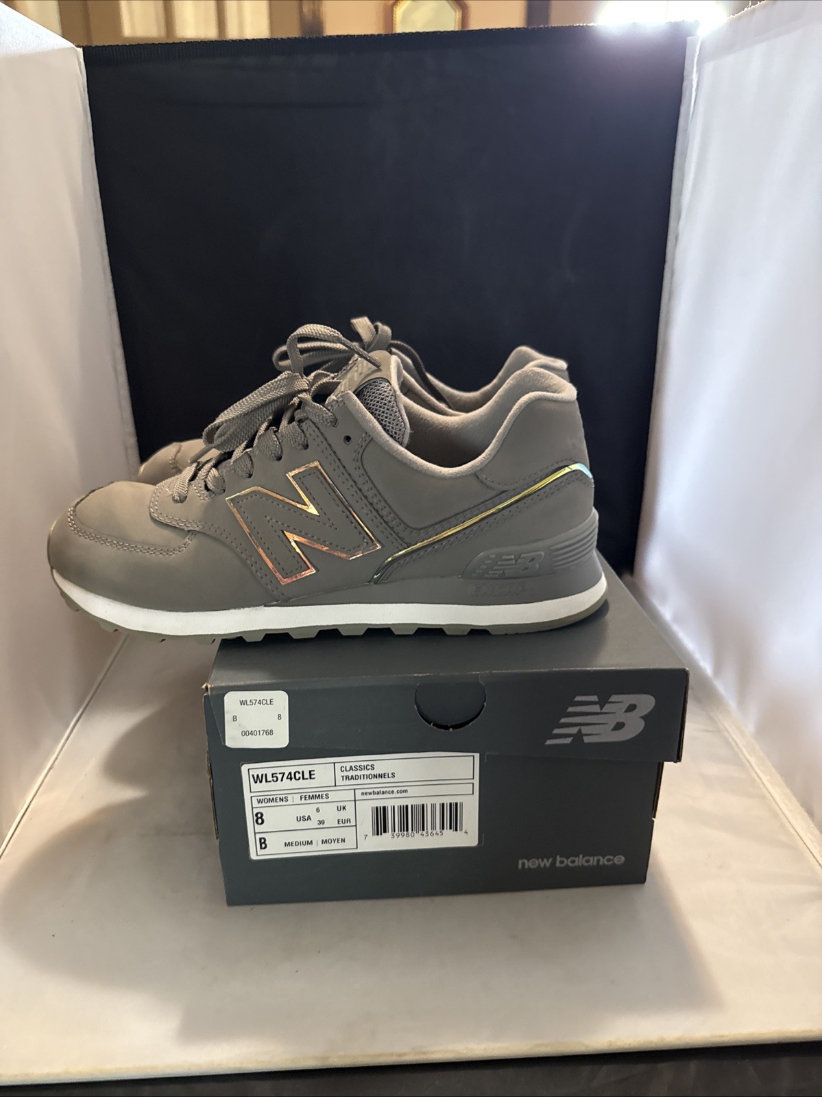 New Balance 574 Women’s Size 8 Med Gray Leather WL574CLF Classic ENCAP Sneakers