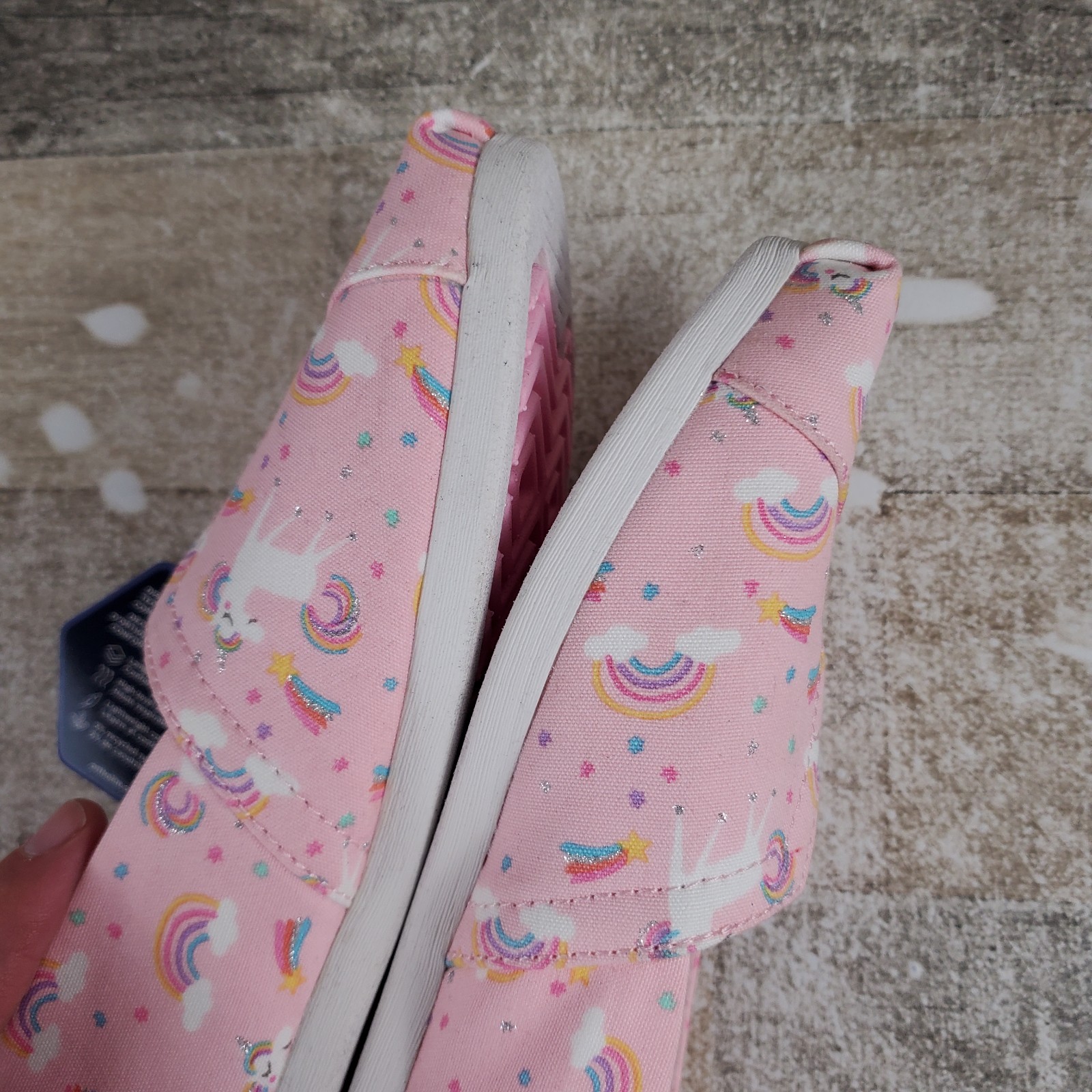 Toms Alpargata Womens Shoes Sz 6 Pink Almond Blossom Unicorn Print Slip On Flats