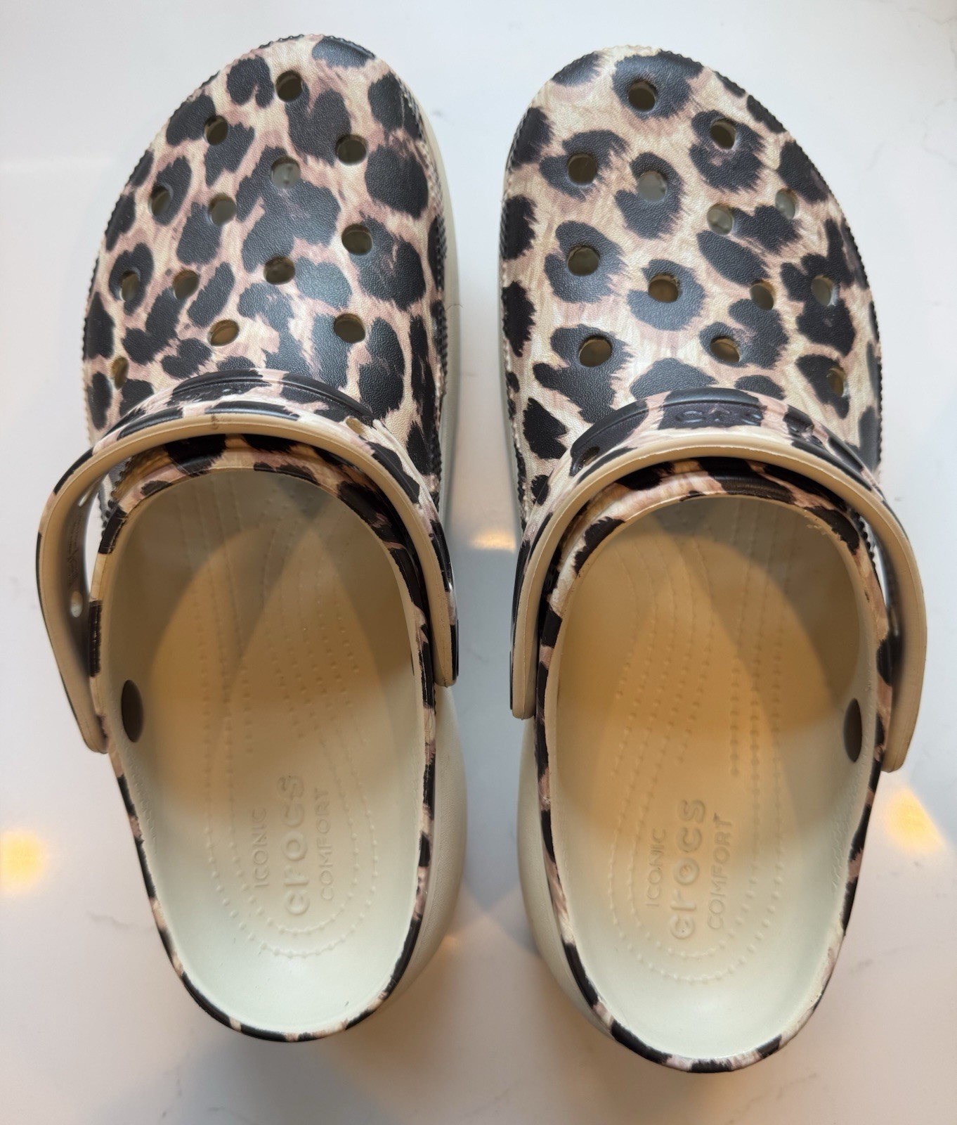 Crocs Stomp Clog Leopard Animal Print Chunky Platform Sole Womens Size 10