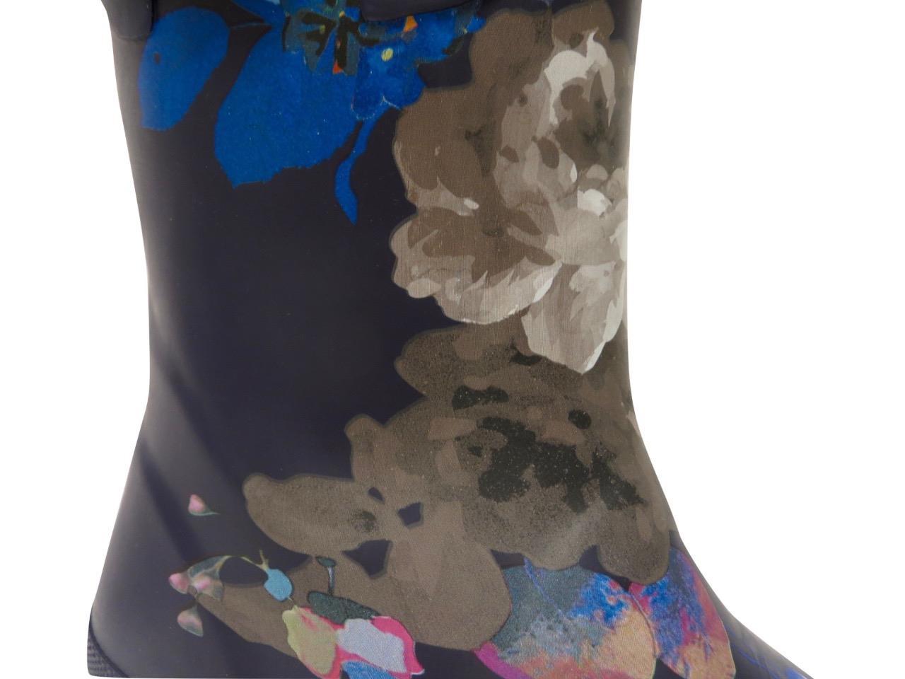 New NIB Joules Navy Blue Pink Floral Rubber Molly Mollywelly Rain Boots Rainboot