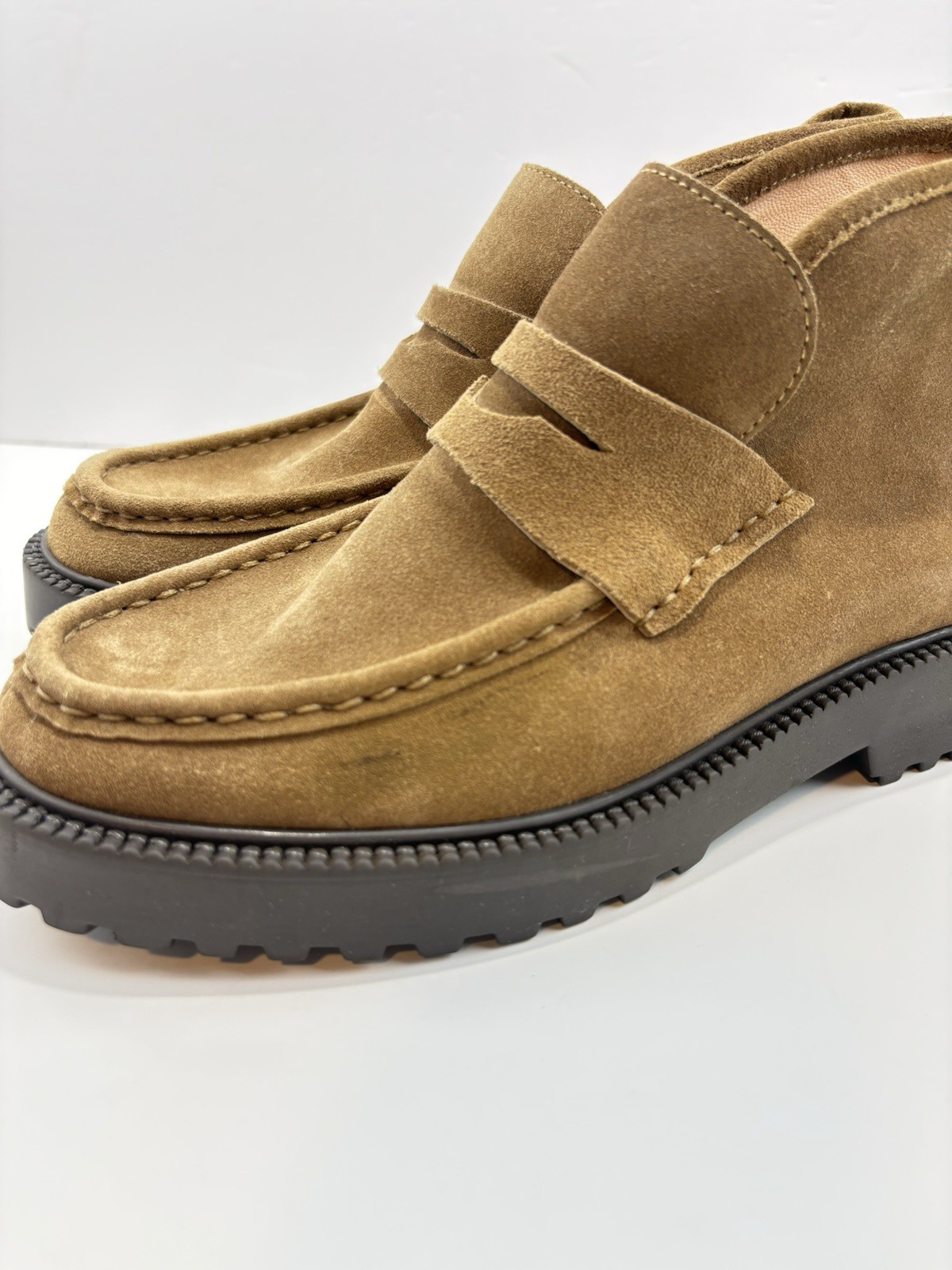JCrew Women 100% Leather Lug-sole loafer boots in suede Size 7.5 Brown