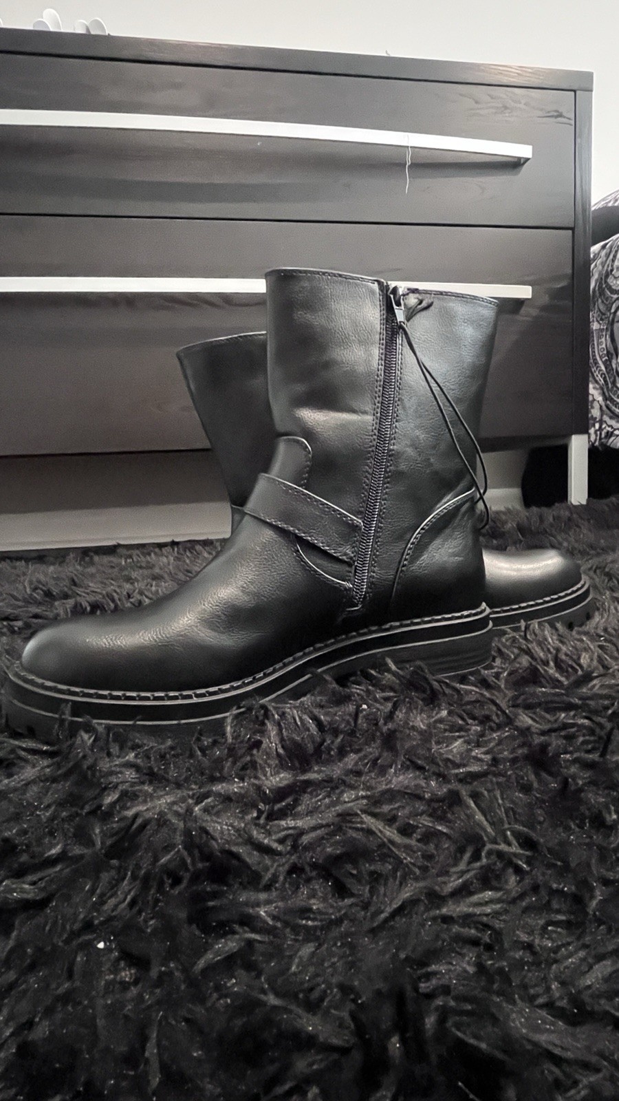Arizona Jean Co Womens Tilpa Stacked Heel Combat Boots Memory Foam 11M Black