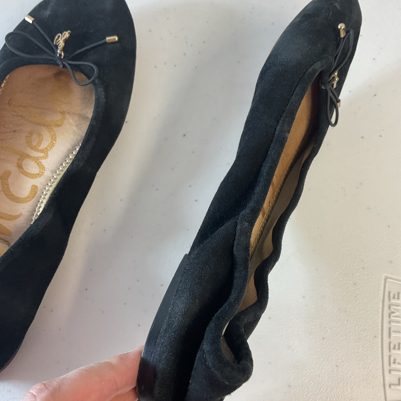 Sam Edelman Felecia Flat Ballet Shoes Black Sude Holiday 9 Casual Travel