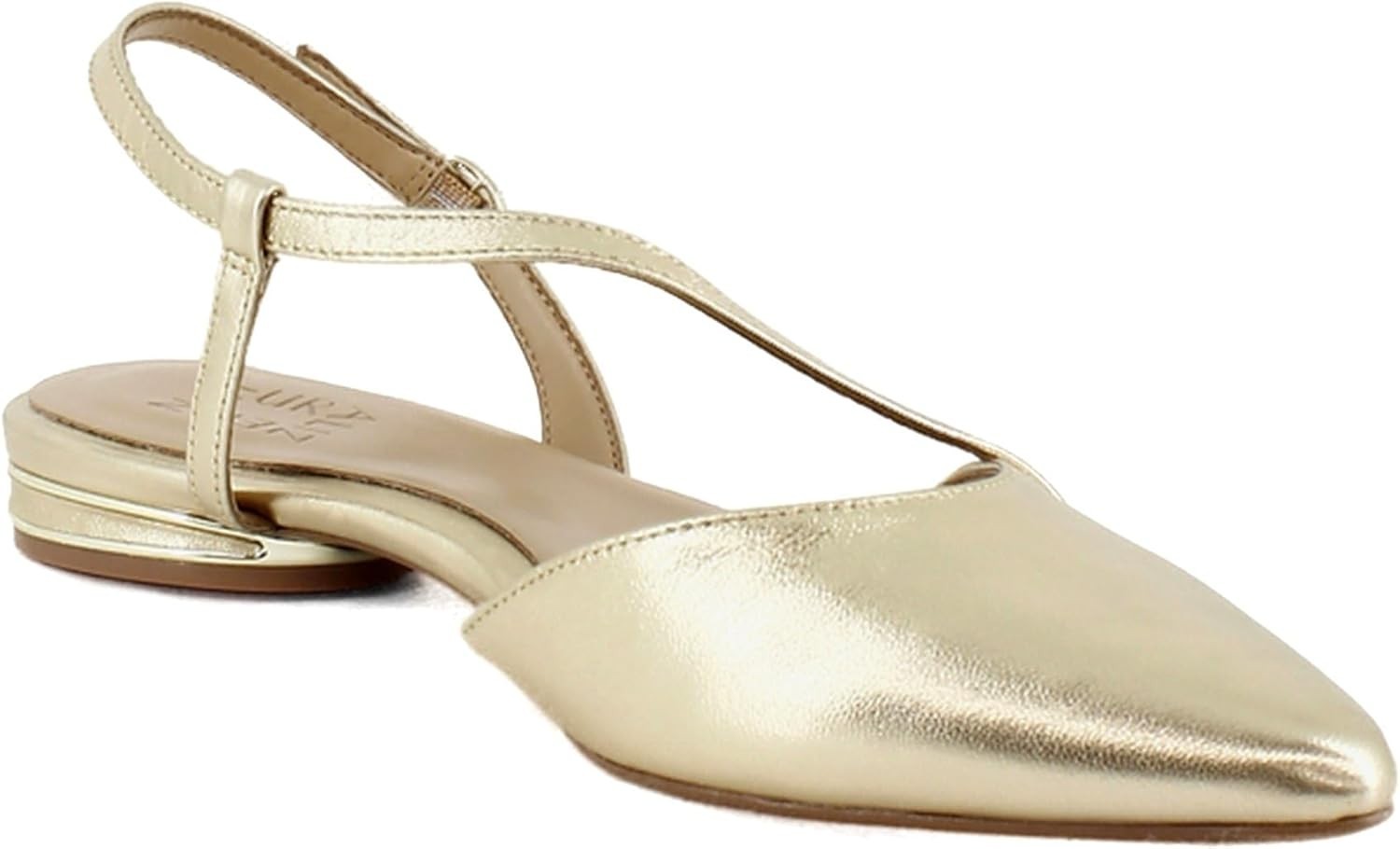 NIB Naturalizer Womens Hawaii Pointed Toe Slingback Flats Dark Gold Metallic 5M
