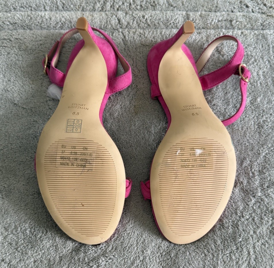 Stuart Weitzman Dancer Twistie 100 Suede Sandal Women’s Pink Size US 6.5 NEW