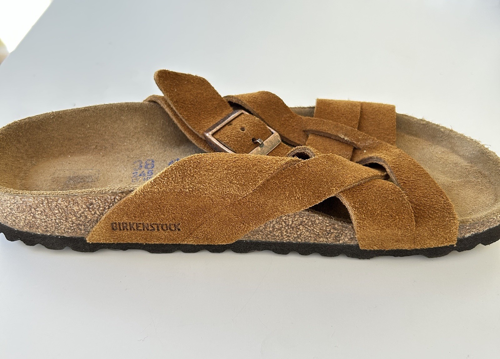 BIRKENSTOCK Lugano Sandals Mink Women’s 38 EU 7-7.5 US Narrow Soft Footbed EUC