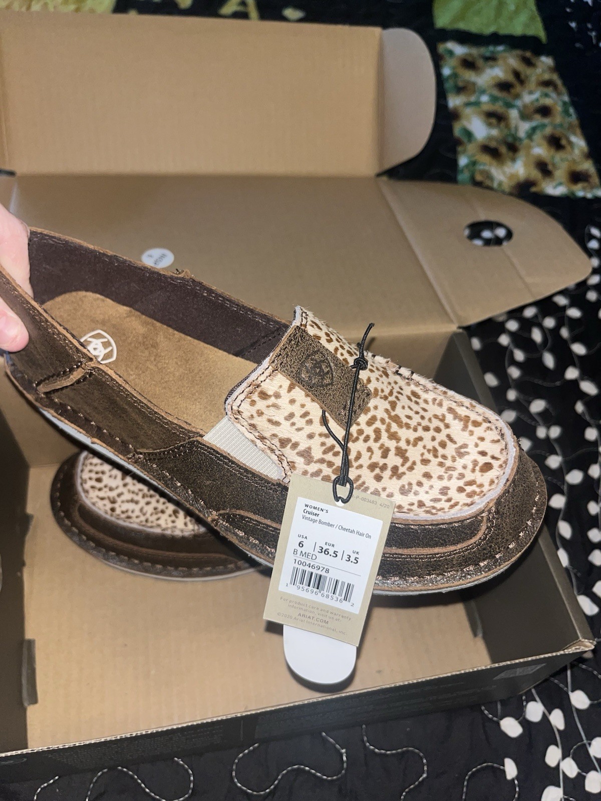 Ariat Women’s Slip-On Flats Animal Print Haircalf Brown/Beige US 6 B EU 36.5