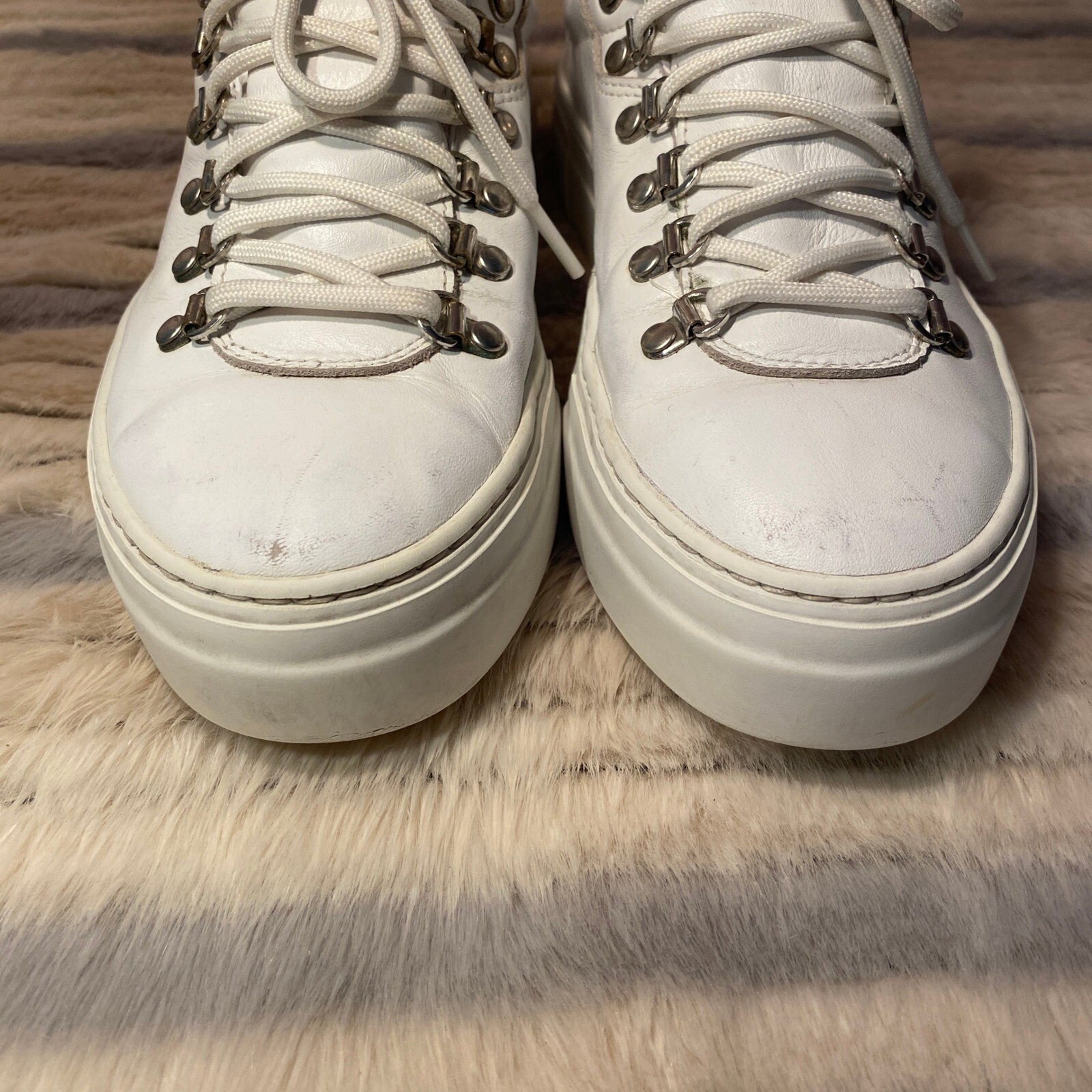 Diemme Marostica White Leather Sneakers Platform Lace Up Italy Fashion Size 38
