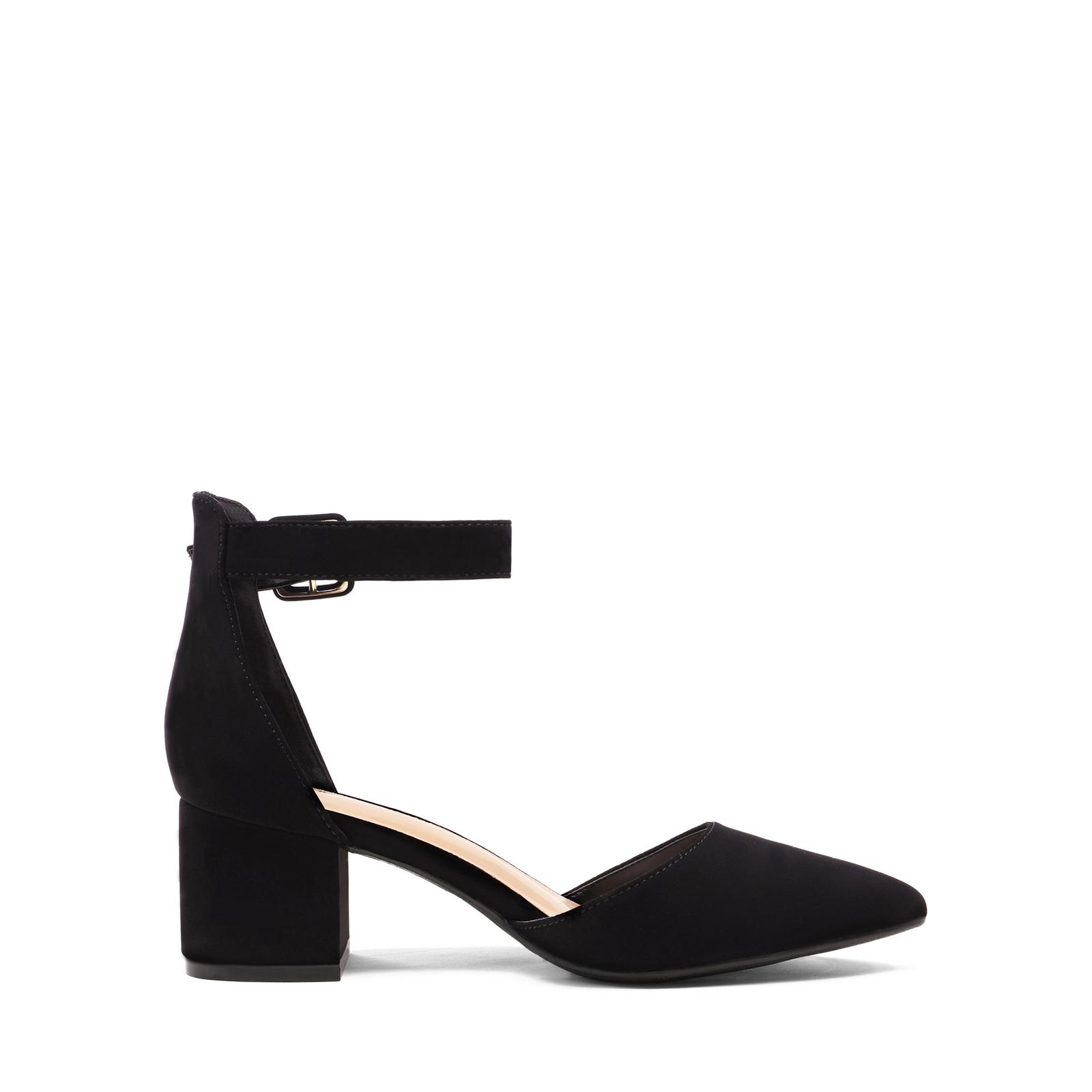 Women’s Timeless Pointed Toe Block Heel Wide-Size Pumps with Adjustable Strap