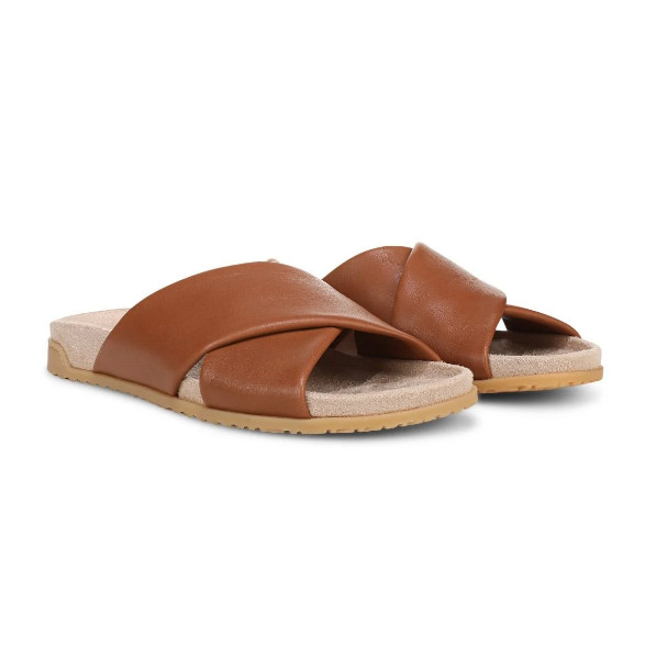 VIONIC Etna Slide Sandal, Tan Leather