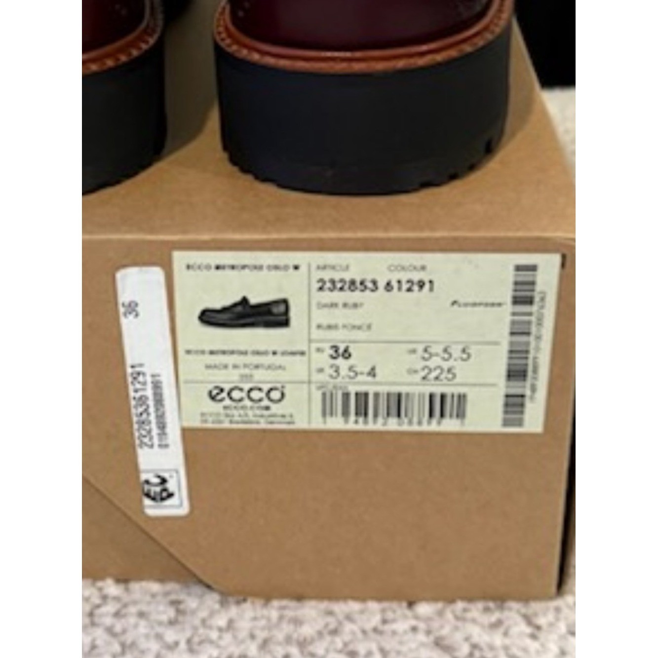 NWT ECCO Metropole Oslo Leather Loafers – Burgundy – EU 36 / US 5–5.5