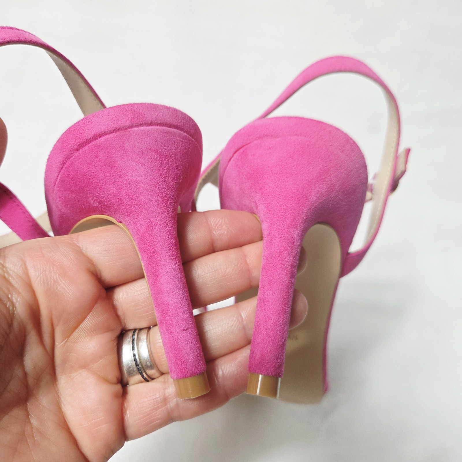 Stuart Weitzman Dancer Twistie 100 Pink Suede Sandal Size 9,5