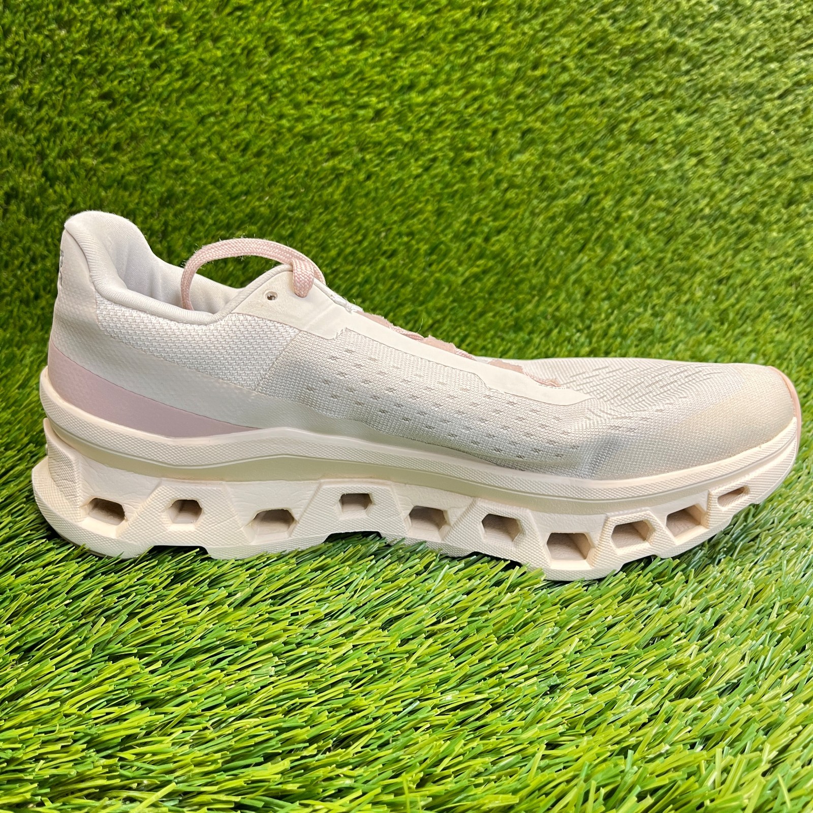 On Cloudmonster Women Size 10 Beige Pink Athletic Running Walking Shoes s