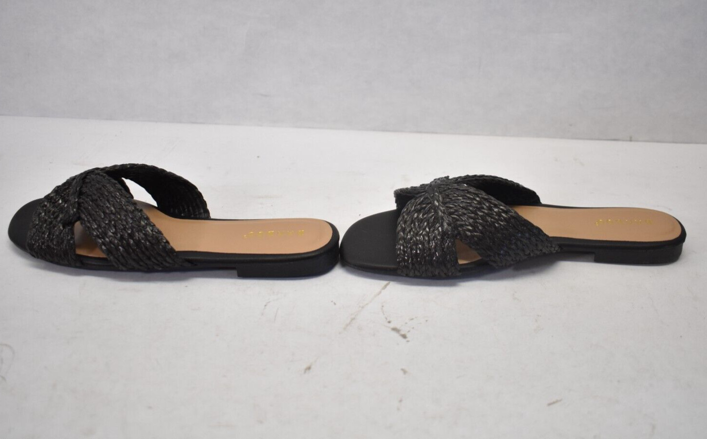 Bamboo Eclipse Black Woven Womens Sandals Slip On Open Toe Shoes Size 7-1/2