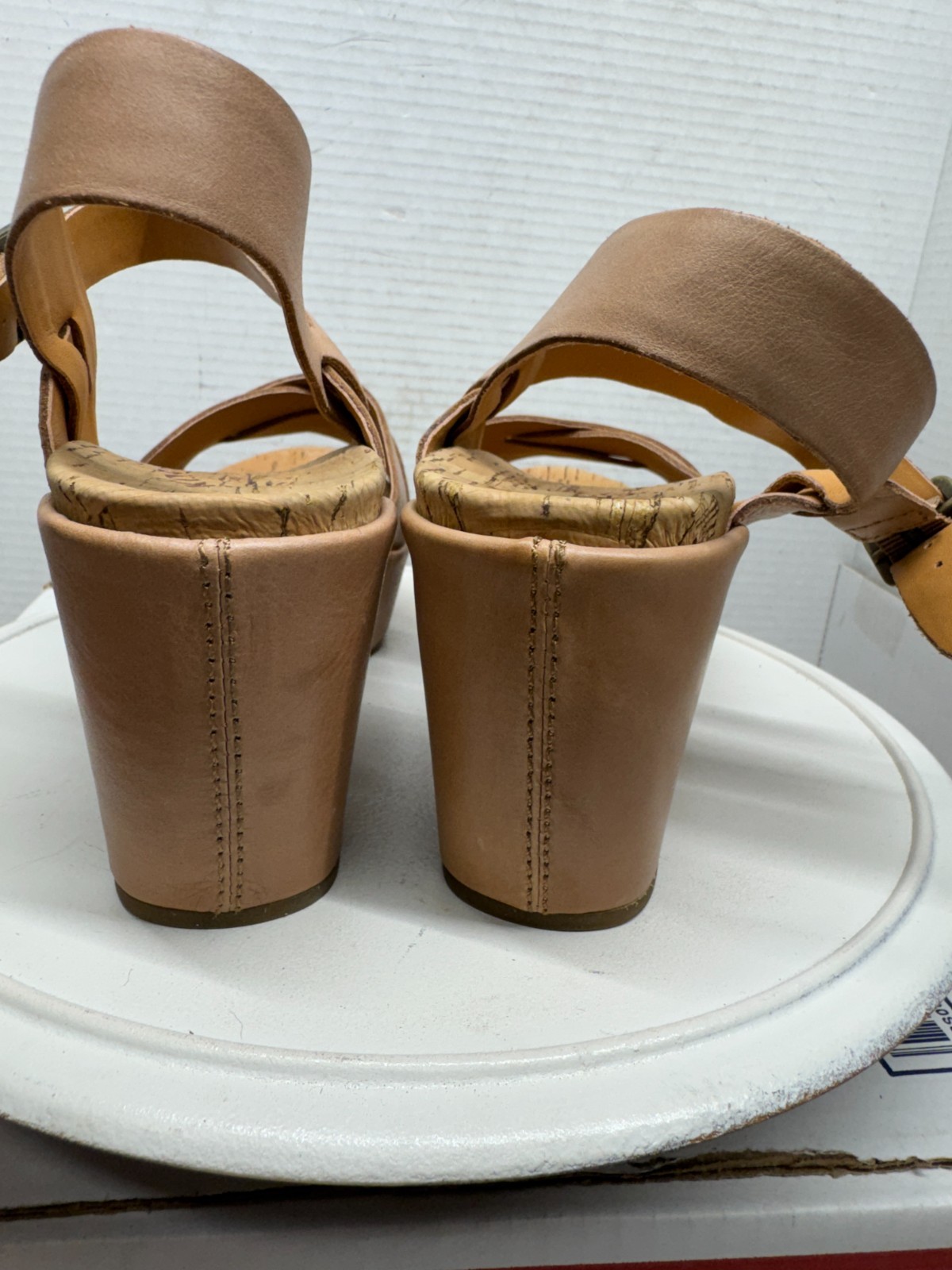 Kork Ease Ava 2.0 Sandals Womens Leather Blush 3″ Wedge Heel Cork 7M 1″ Platform