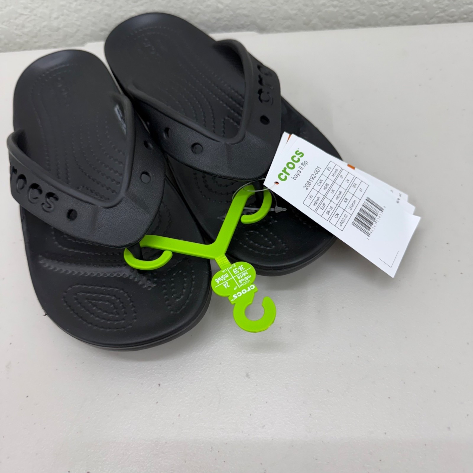 Crocs Baya II Black Flip Flop Thong Sandals Shoes 208192-001 Mens 6 Womens 8 NEW