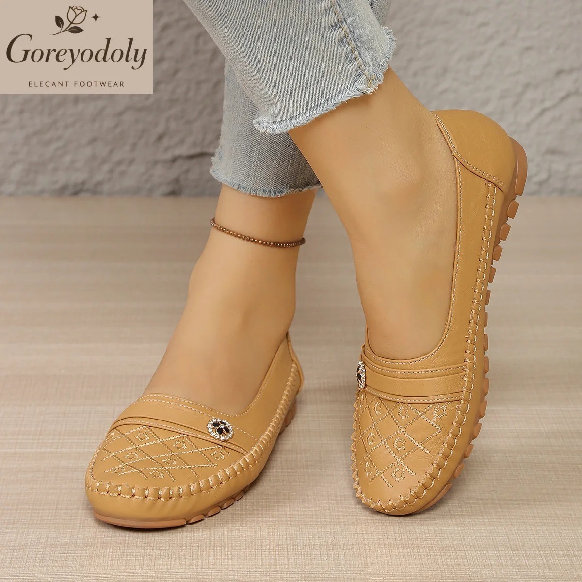 Women’s Quilted Leather Loafers Slip On Breathable Casual Walking Flat Shoes
