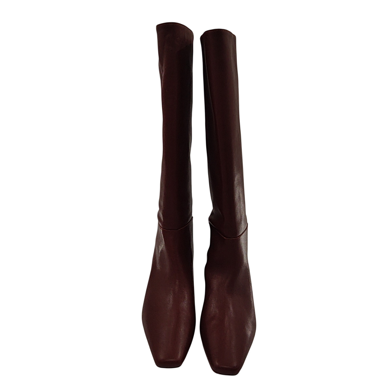 Quince Women Italian Leather Tall Kitten Heel Boots Merlot 8
