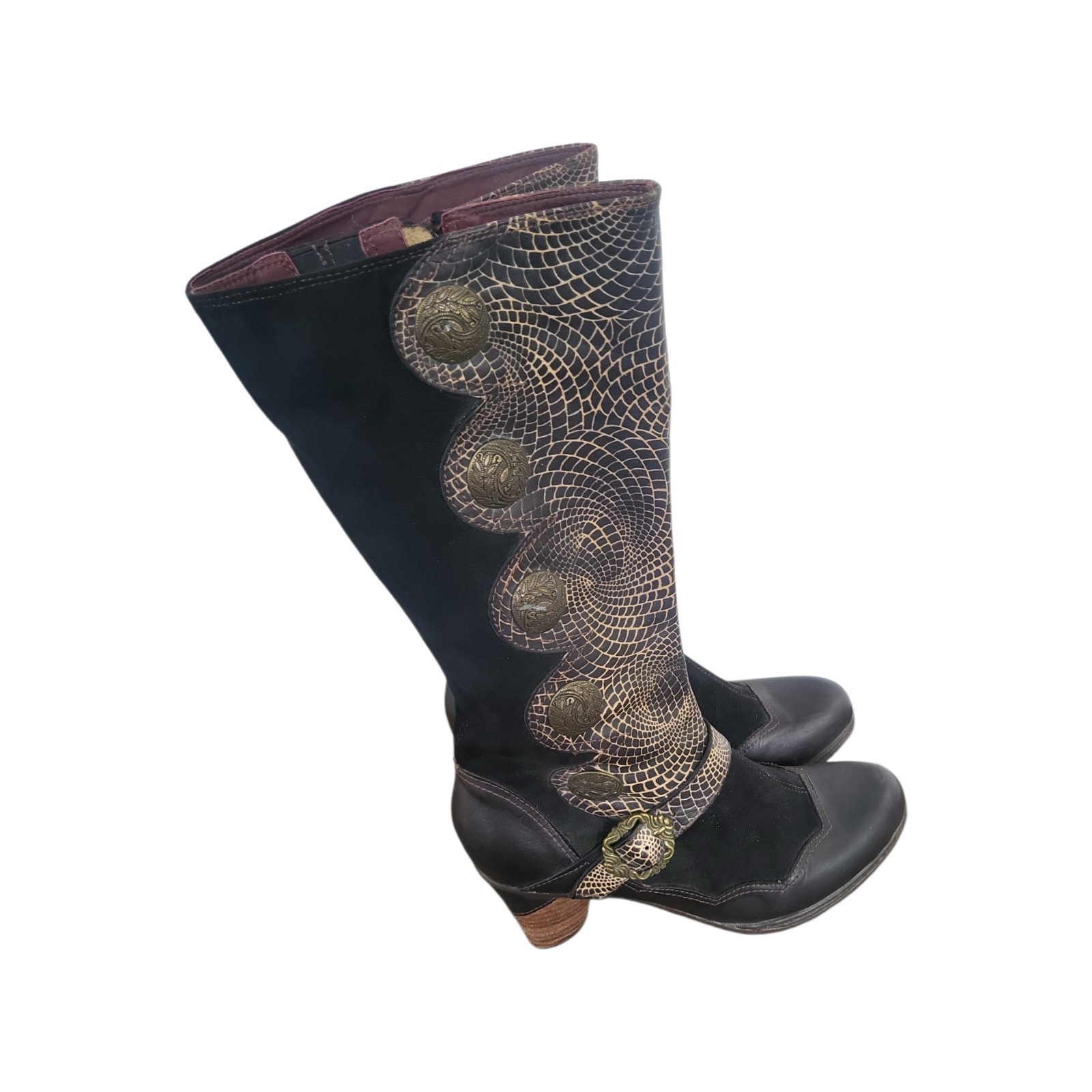 L’Artiste Spring Step Pancas Leather Suede Artisan Boho Festival Heel Boots 39