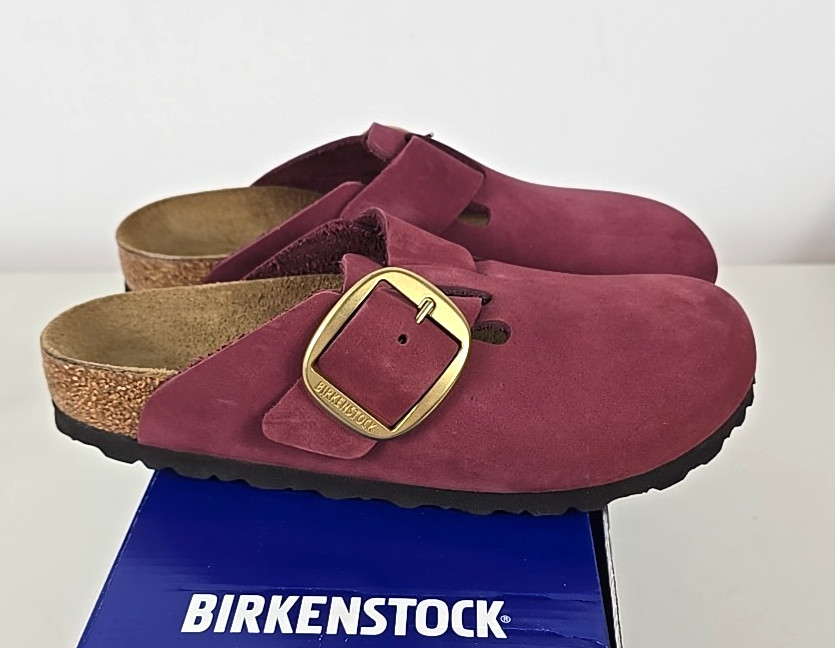 NIB – Birkenstock BOSTON BIG BUCKLE Berry Crush Leather Clogs Sz 36 /US 5 NARROW