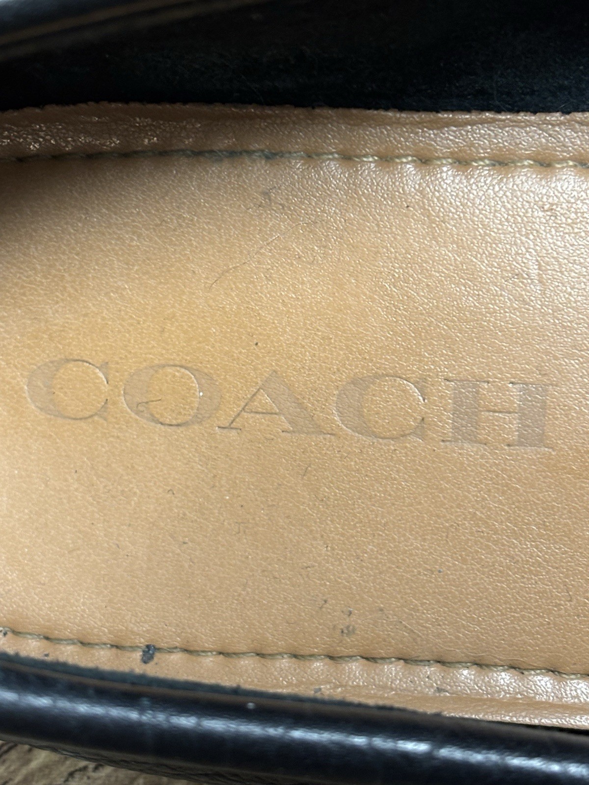 COACH Odette Black Pebbled Leather Driving Loafers Moc Toe Shoes Women’s Size 8