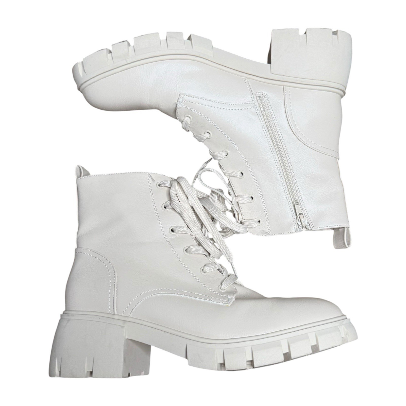 Esprit Cream Heeled Combat Boots Women’s Size 9.5 Padmé Amidala Disneybound