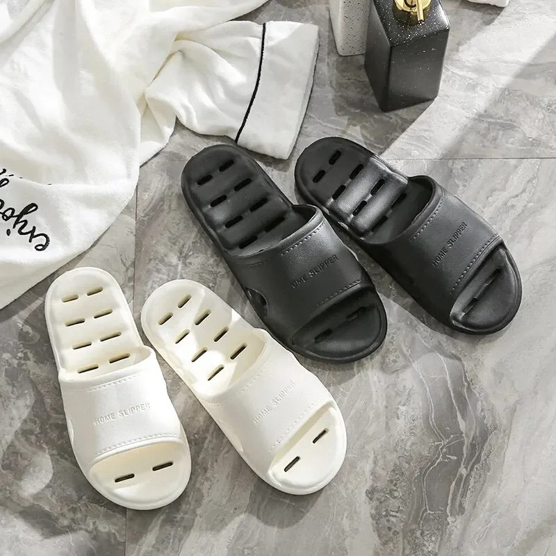 Unisex EVA Non Slip Soft Bottom Leaking Shower Man Woman Home Slippers Punching