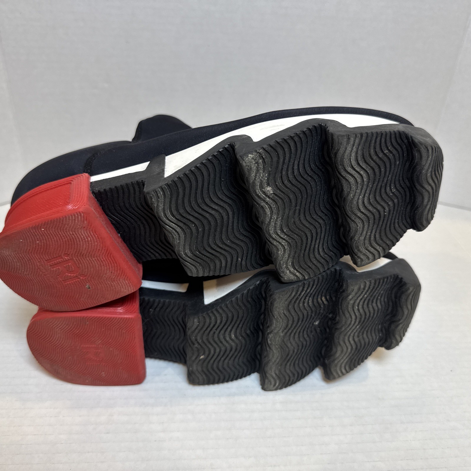 IRi NYC Black Red Heel Neoprene Sneaker Platform Futuristic SZ 39.5 (9.5 US)