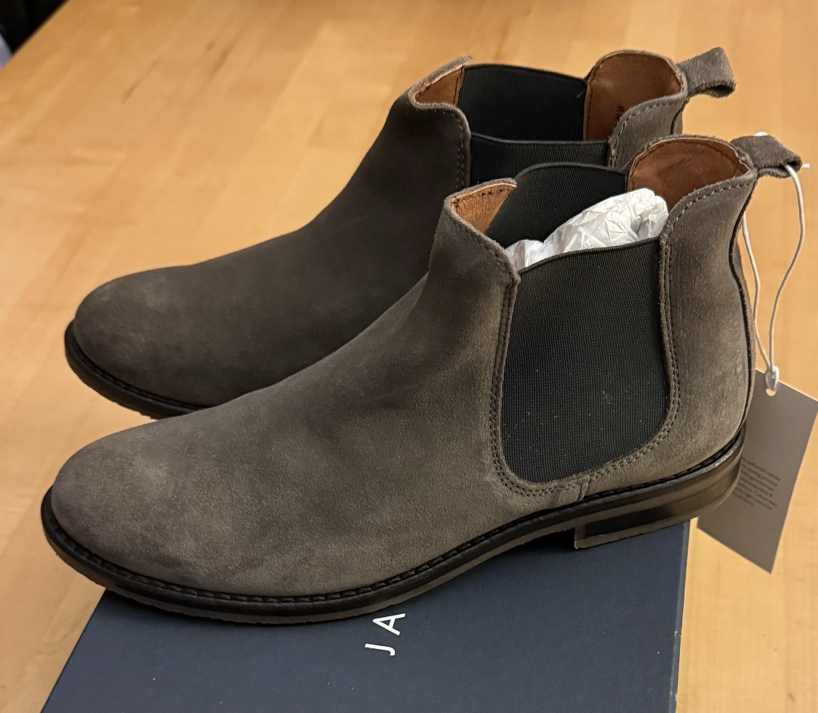 NEW* JACK WILLS Suede Chelsea Ankle Boot UK 4 (US 6.5) Taupe/Gray *NIB