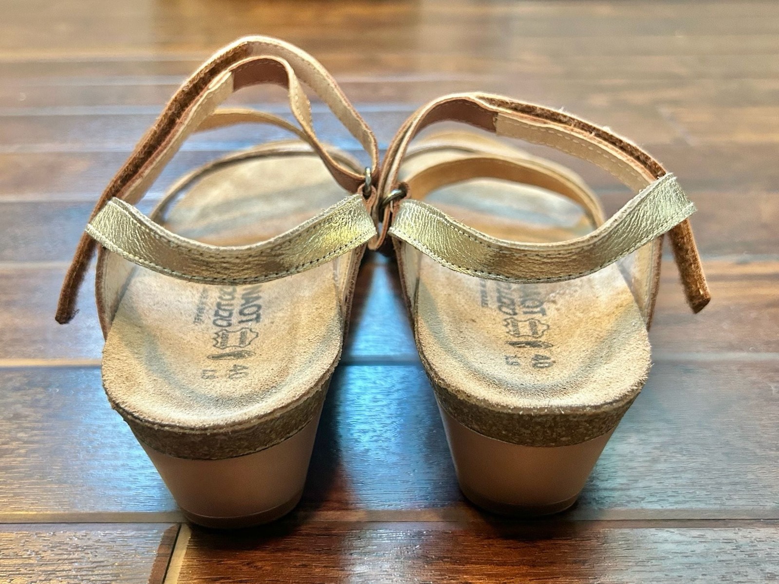 Naot Hero Women’s Multi-Colored Mixed Metal Strappy Wedge Sandals 40 EUC