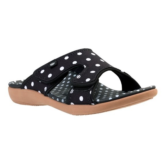 Spenco Kholo Polka Dot Women’s Orthotic Slide Sandal Black