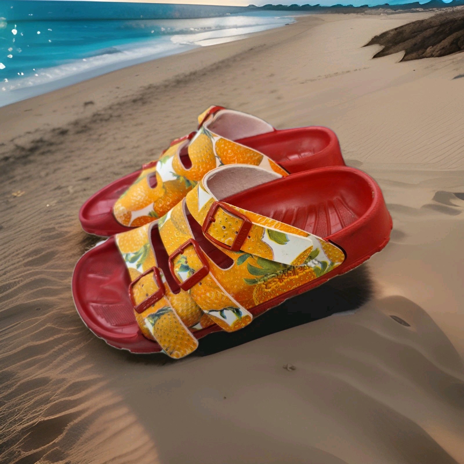 Birkenstocks Birki’s Sansibar Tropical Citrus Rubber Sandals Size 37EU Preowned