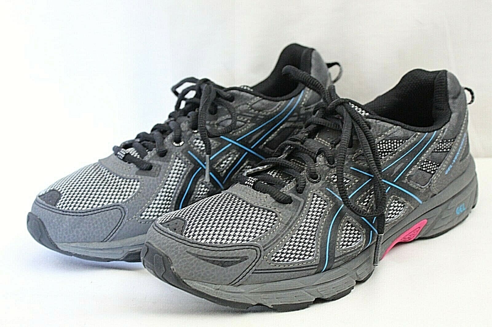 ASICS GEL-VENTURE 6 WOMENS ATHLETIC SHOES SIZE 8.5 GRAY FAUX LEATHER & FABRIC UP