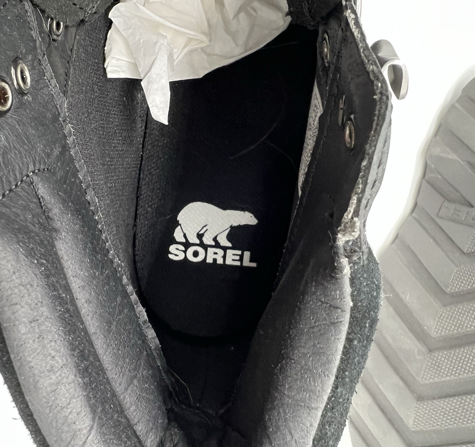 Sorel Women’s Black Leather & Rubber Sole Lace-Up Hiking Ankle Boots Size 8.5