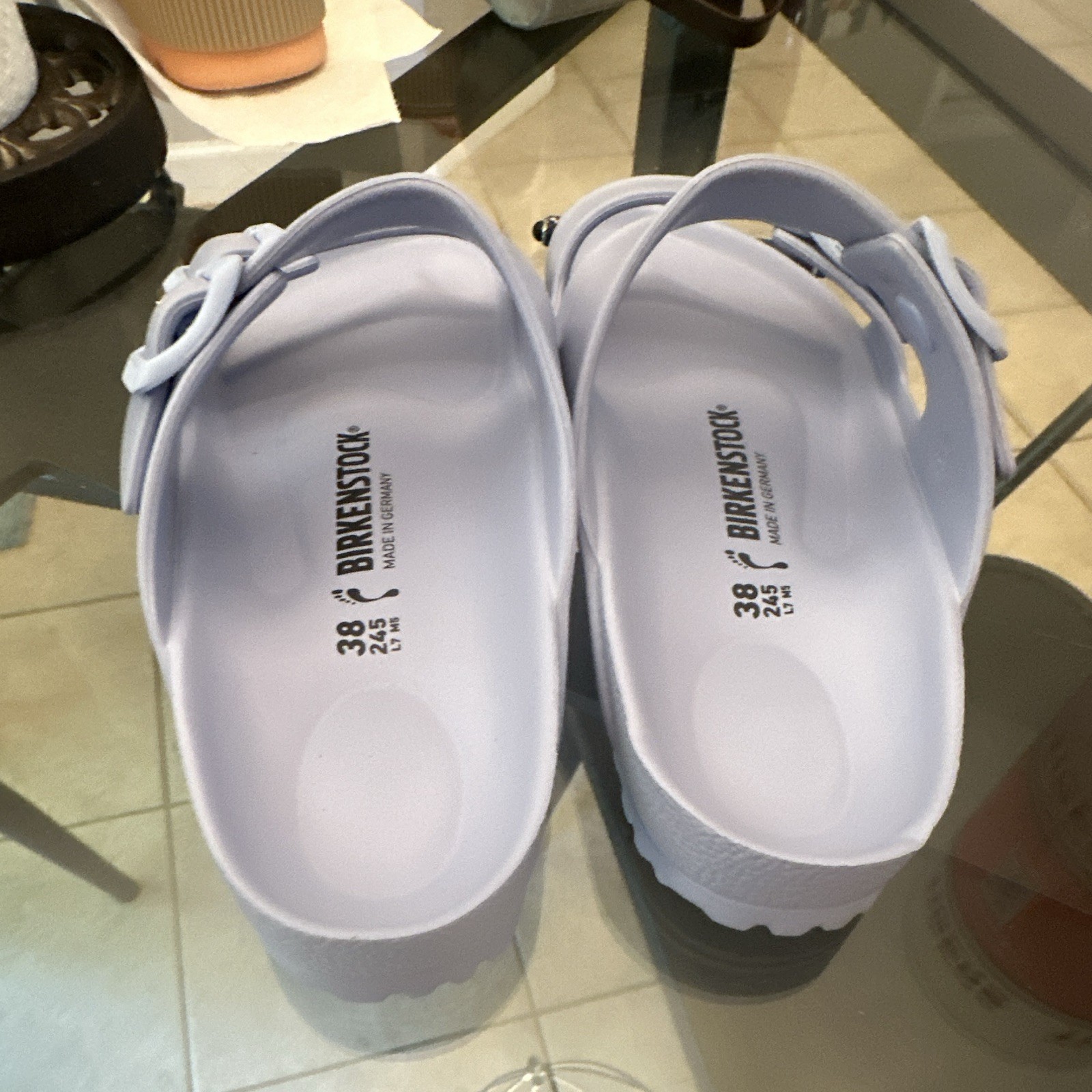 Birkenstock Women’s Slide Sandals Purple Rubber Buckle Straps Narrow sz 7