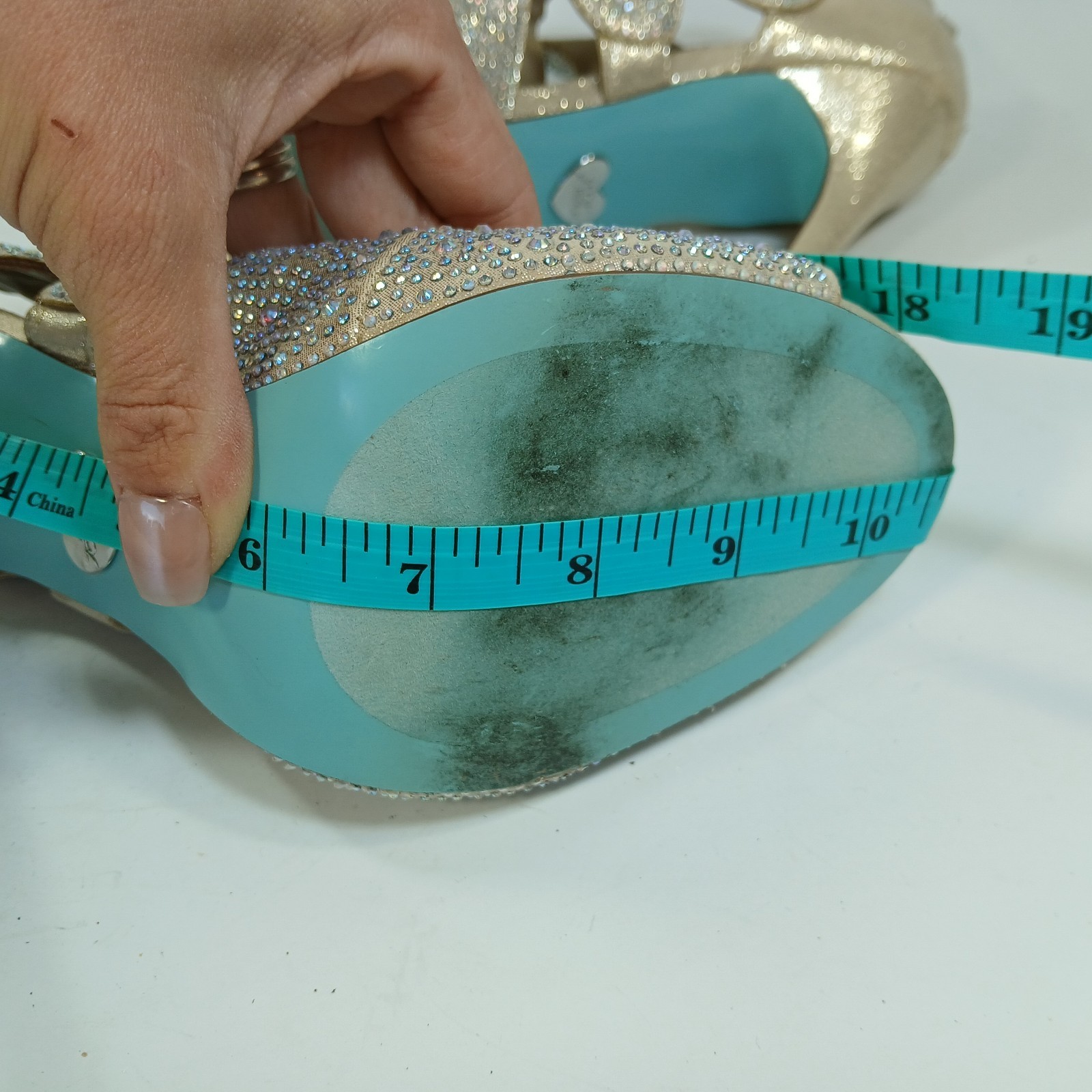 Blue By Betsey Johnson Nola Silver Crystal Bridal Stiletto Heels Open Toe 9.5 M