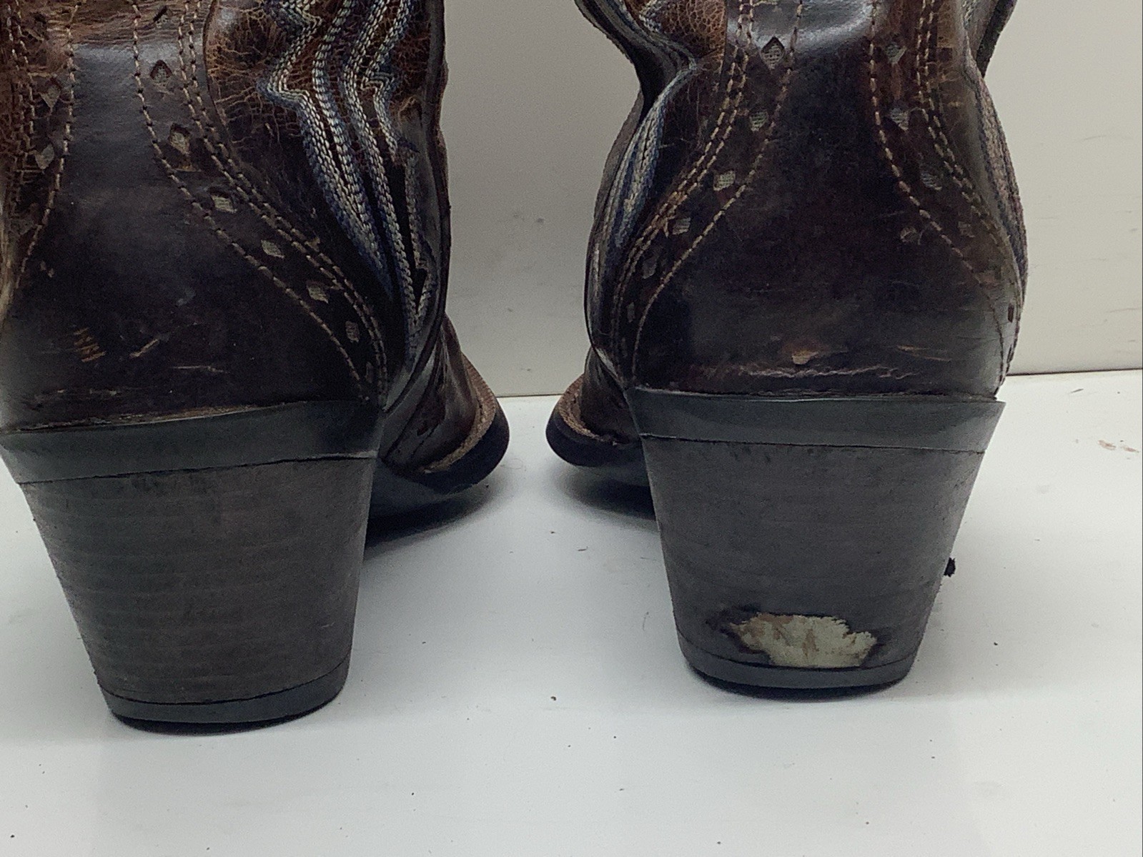 WOMENS ARIAT ATS COWBOY SNIP TOE DARK BROWN BOOTS SIZE 7 B