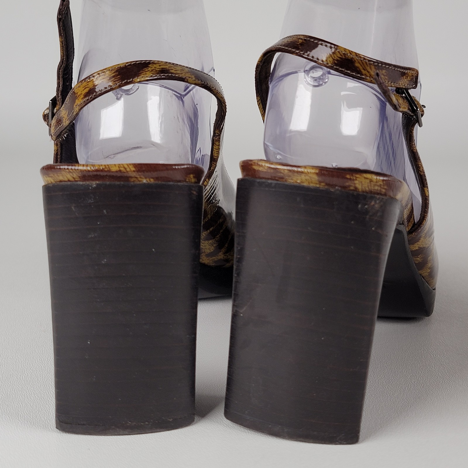 Via Spiga Leopard Print Slingback Sandals Women’s Block Heel Italy Size 9.5 eu40