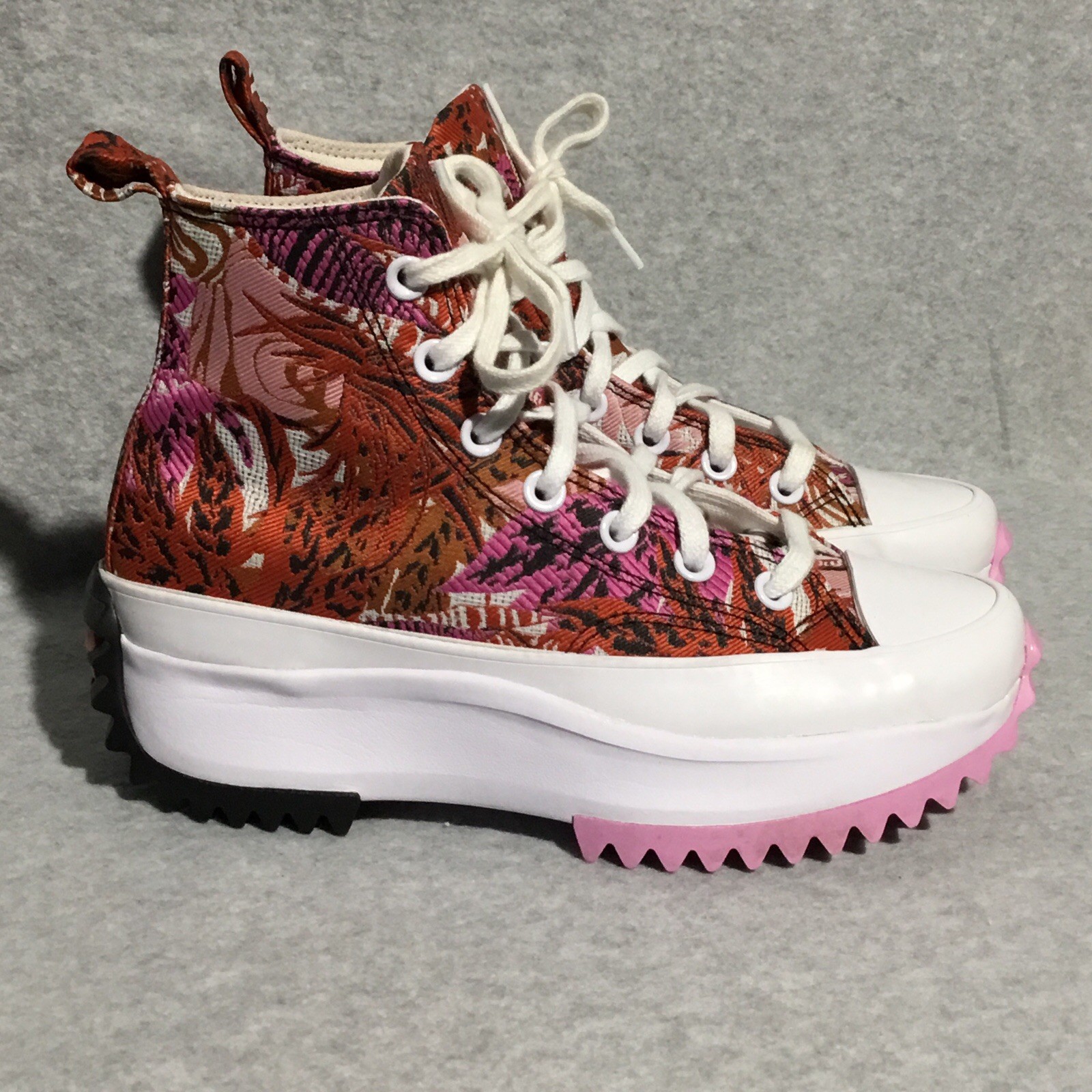 Converse Run Star Hike Platform Sneaker 6.5 Orange Pink Tropical Floral Unisex