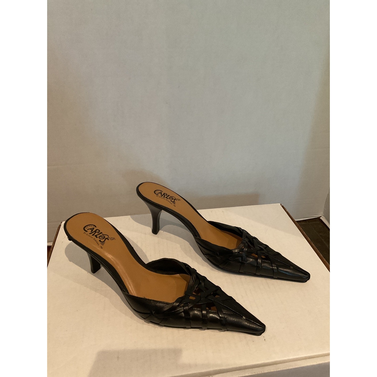 Carlos-Carlos Santana -“Vicious “ – Slim Low Heeled Leather Mules – Brazil – 7M