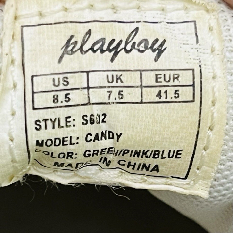 Playboy Rare Vintage 90s Sneakers Green Pink Blue Candy Stitches/Detail Logo 8.5