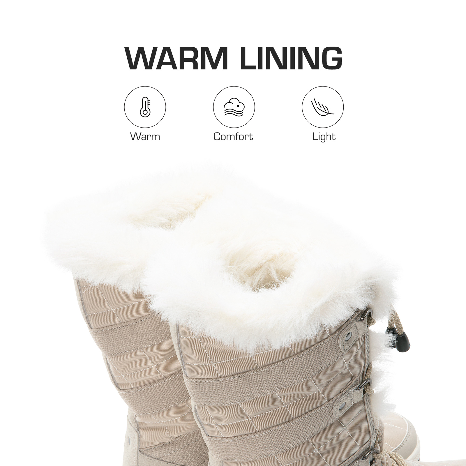 Women’s Snow Boots Soft Warm Fur Lined Lace up Mid Calf Outdoor Indoor Ski Boots